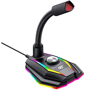 HAVIT GK56B RGB Gaming Microphone With Adjustable Neck of Mic Suitable for Discord, Twitch, Skype, Zoom or Gaming, Black