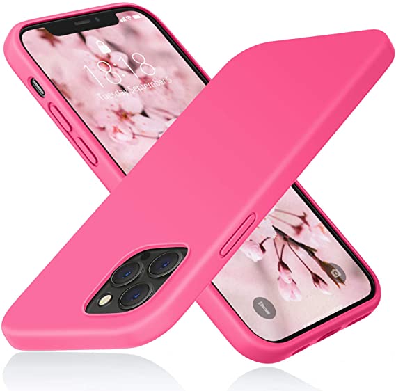 DTTO Compatible with iPhone 12 Pro Max Case, Full Covered Silicone Rubber Cover [Enhanced Camera and Screen Protection] with Honeycomb Grid Cushion for iPhone 12 Pro Max 6.7" 2020, Rose Red