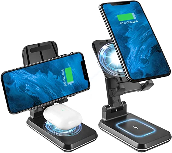 Wireless Charger, elec Space Wireless Charger Compatible with AirPods, iPhone11/11Pro/11Pro Max/X/XS/XS Max/XR/8/8Plus, Samsung, and Qi-Certified Phones (Black)