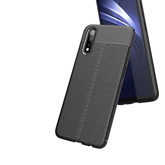 جراب لهاتف Vivo S1 - جراب عالي الجودة من GrabMobily - غطاء حماية سيليكون مقاوم للصدمات متين رفيع للغاية من ألياف الكربون الناعم - مقاوم للانزلاق - أسود