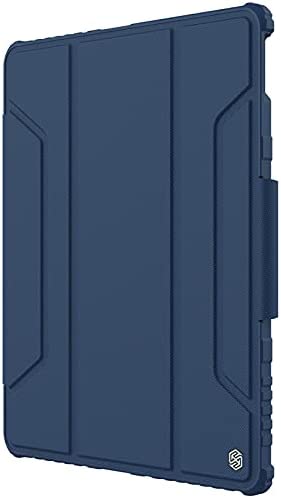 Nillkin Case for Apple iPad Pro 12.9" 2020/2021 (12.9" Inch) Bumper Pro Leather Camera Slider Camshield Protect Stand Smart Wake & Sleep Pencil Holder Blue
