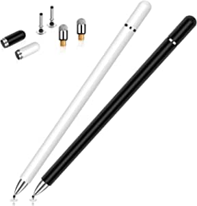 Stylus for iPad (2 Pcs), StylusHome Magnetic Disc Universal Stylus Pens Touch Screens for Apple/iPhone/Ipad pro/Mini/Air/Android/Microsoft/Surface All Capacitive Touch Screens - Black/White