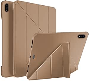 Samsung Galaxy Tab S8 Plus (2022) / S7 Plus (2020) 12.4 inch, Smart Case Flip Cover Leather with Pen Holder Case Soft TPU Back And Trifold Stand With Auto Sleep (Gold)