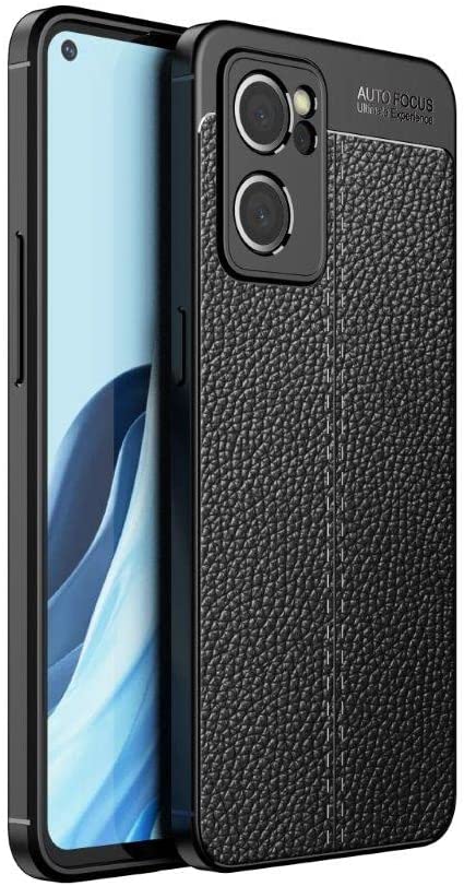 Oppo Reno 7 5G (Snapdragon 778G), Shockproof Original Leather Pattern Back Case Cover Carbon Fiber From CompuMisr - Black