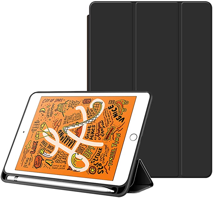 KenKe Compatible for iPad Air 3 10.5 Case with Pencil Holder,Ultra Slim Auto Sleep/Wake,Soft Silicone TPU Back Smart Cover Protective for iPad Air 3th Generation 10.5 Inch Case 2019 - Black