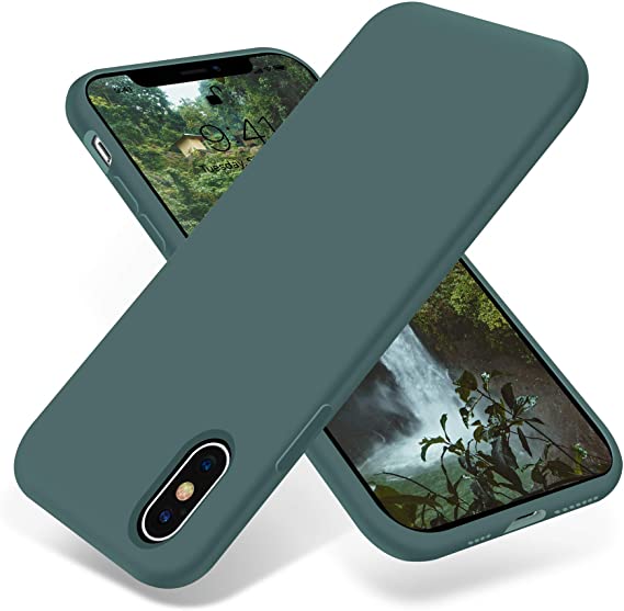 OTOFLY iPhone Xs Max Case,Ultra Slim Fit iPhone Case Liquid Silicone Gel Cover with Full Body Protection Anti-Scratch Shockproof Case Compatible with iPhone Xs Max, [Upgraded Version] (Pine Green)