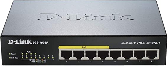 D-Link DGS1008P 8 Port Gigabit Ethernet PoE Switch