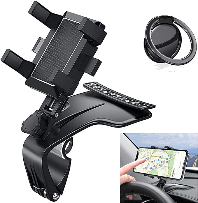 Car Phone Holder Mount Phone Holder for Car Cell Phone Automobile Cradles Millphone Holder 1200 Degrees Rotation Dashboard Phone Holder Car Mount for iPhone with Cell Phone Ring Holder Stand
