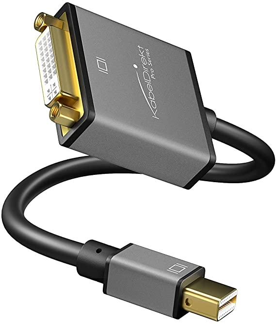 KabelDirekt – مهايئ DisplayPort (Mini DP) إلى مهايئ DVI – 0.15م (أقصى دقة 4ك/ 30 هرتز، 24 ك أطراف توصيل مطلية بالذهب، لجهاز الكمبيوتر، لجهاز إماك، ماك بوك برو، ماك بوك إير، سبيس جراي) – PRO Series