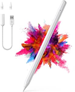 Stylus Pen for iPad - Active Digital Stylus Pencil with Magnetic Adsorption, Palm Rejection and Tilt Detection Compatible with Apple iPad 6/7/8th Gen, iPad Pro 11/12.9 inch, iPad Mini, iPad Air