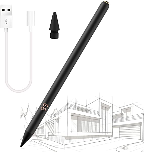 Zosylala Stylus Pen for iPad with Power Display,Magnetic Adsorption,Palm Rejection,Tilting Detection,Comptable with Apple iPad 6/7/8th Gen,iPad Air 3rd/4th Gen,iPad Mini 5th Gen（2018-2021）