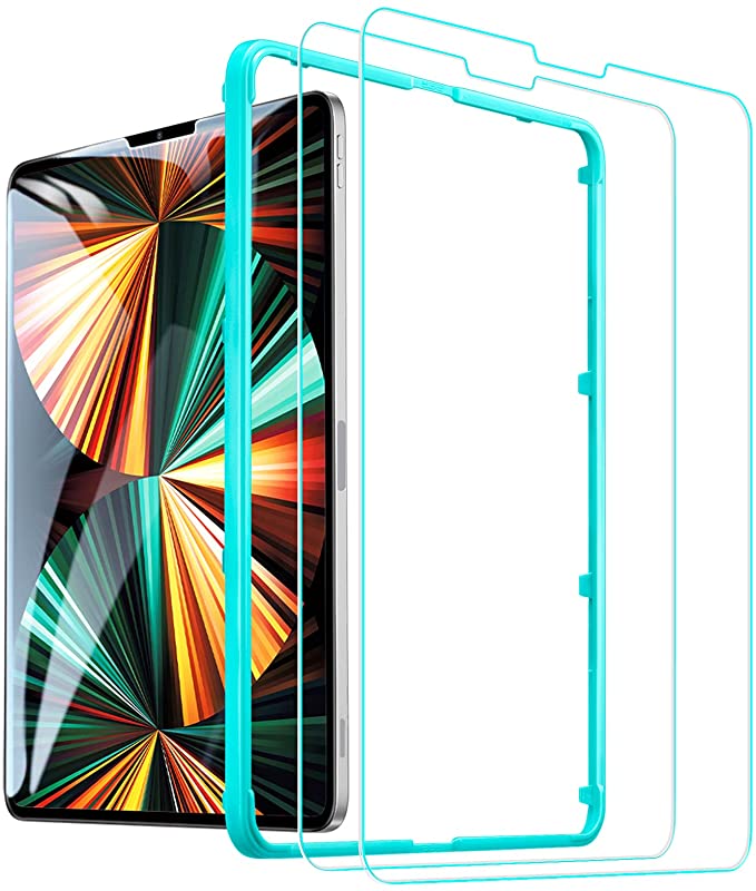 ESR Screen Protector for iPad Pro 12.9 inch (2021/2020/2018) [Face ID Compatible] [Easy Installation Frame] 9H-Hard HD Clear Tempered-Glass Screen Protector for the iPad Pro 12.9-Inch, 2 Pack