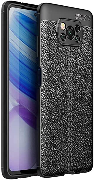 for Xiaomi Poco X3 NFC, Flexible Rugged Armor Case with Brushed Carbon Fiber Pattern - Original New Case From GrabMobily - Heavy Duty Protection Cover - Slip-Resistant - Black