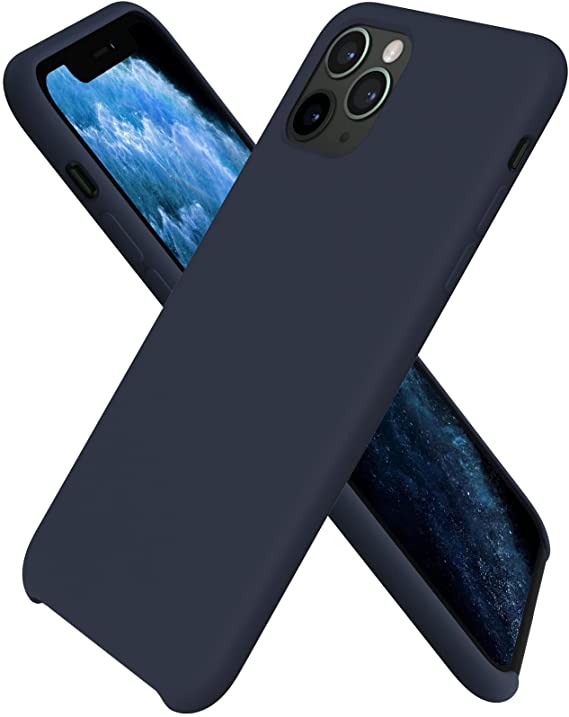 ORNARTO Liquid Silicone Case for iPhone 11 Pro Max, Slim Liquid Silicone Soft Gel Rubber Case Cover for iPhone 11 Pro Max(2019) 6.5 inch-Midnight Blue