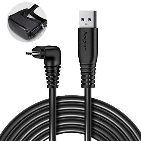 Fasgear 4m USB 3.1 Gen 1 to Type C Cable 90 Degree, Designed for Oculus Quest Link, 5 Gbps Data Transfer, 3A Fast Charging and Sync Cable for Phones and PC Gaming(4m, Black)
