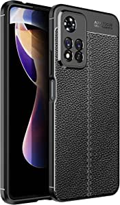 Xiaomi Poco X4 NFC, Shockproof Original Leather Pattern Back Case Cover Carbon Fiber - premium quality cover From GrabMobily - Black