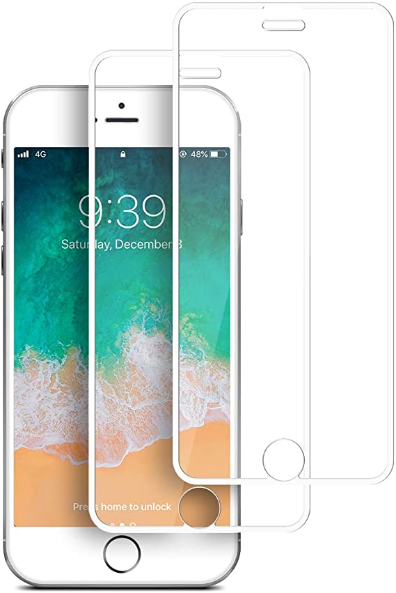[2 Pack] iPhone 6, 6s, 7, 8 Screen Protector, Tentoki Full Coverage HD Tempered Glass Film [Dustproof Design] [Case-Friendly] 3D Touch Responsive Edge to Edge Protection for iPhone 6/6s/7/8 (White)