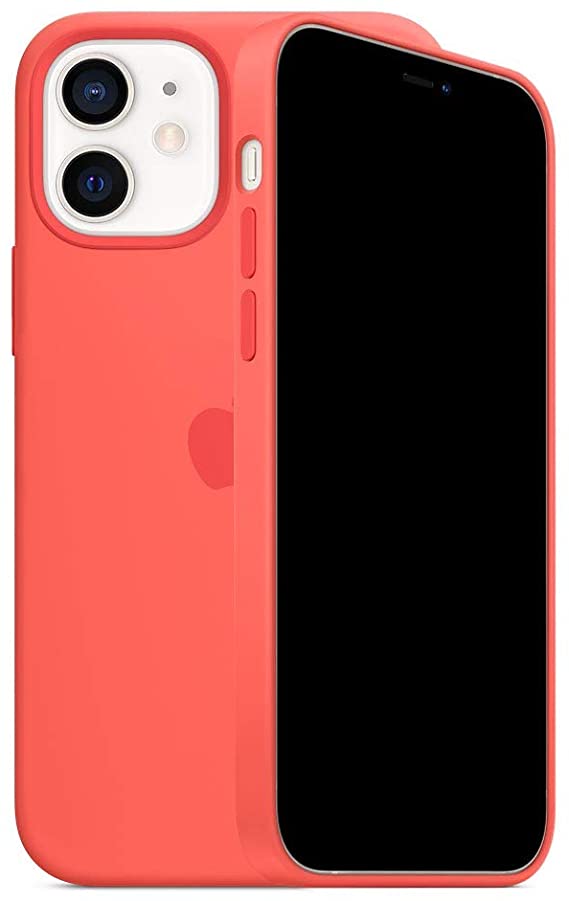 Silicone Case,Slim Liquid Soft Rubber Protective Phone Case Cover Compatible with iPhone 12 Pro/12(6.1Inch) (Pink Citrus)