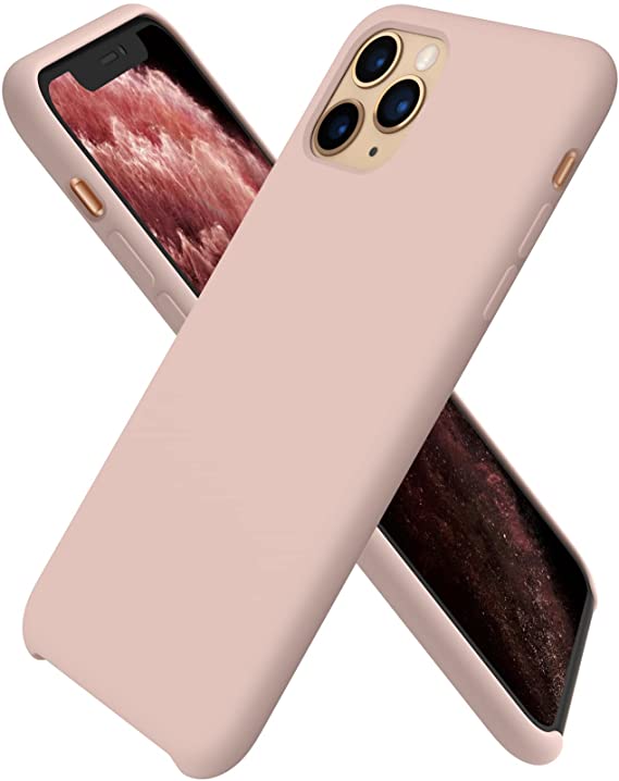 ORNARTO Liquid Silicone Case for iPhone 11 Pro Max, Slim Liquid Silicone Soft Gel Rubber Case Cover for iPhone 11 Pro Max(2019) 6.5 inch-Pink Sand