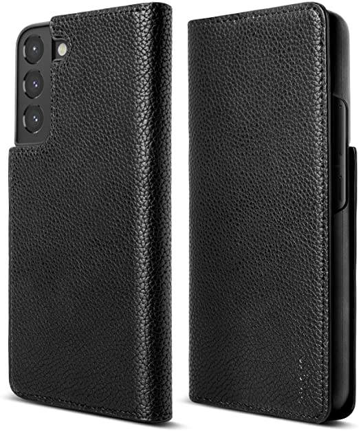 Ringke Folio Signature Standard Compatible with Samsung Galaxy S22 Case (2022), Handcrafted Artisan Leather with Inner Card Pocket for S22 6.1-Inch - Black