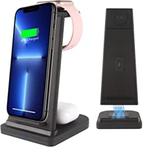 Wireless Charger,3 in 1 Wireless Charging Station Dock for Apple Products iPhone12/12pro/12pro max/SE/11/XR/XS/X/8 & iWatch2 3 4 5 6 SE &AirPods2/pro,Wireless Charging Stand for Qi-Certified Phones