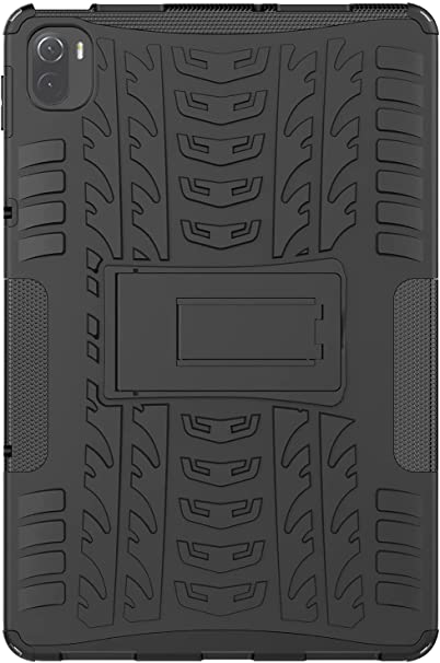 لجهاز نابلت شاومى Pad 5 / Pad 5 Pro 11.0 بوصة ، Hybrid Armor Heavy Duty 2 في 1 TPU & PC ، جراب كمبيوتر لوحي مقاوم للصدمات بطبقة مزدوجة مع مسند مع حزام الكتف/اليد - من GrabMobily - أسود