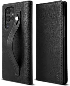 Ringke Folio Signature EZ Strap Compatible with Samsung Galaxy S22 Ultra 5G Case (2022), Handcrafted Artisan Leather with Phone Strap and Inner Pocket for S22 Ultra 6.8-Inch - Black