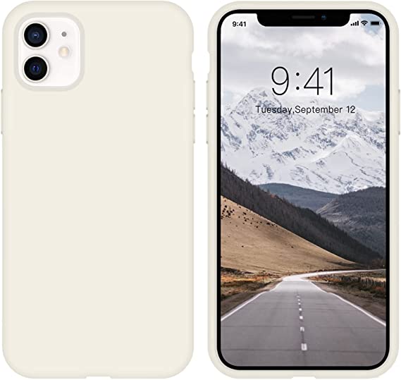 iPhone 11 Case Liquid Silicone Gel Rubber ZVastt Slim Phone Case Soft Anti-Scratch Durable Microfiber Lining Full Body Shockproof Protective Smooth Cover for iPhone 11 6.1 Inch 2019, Creamy White