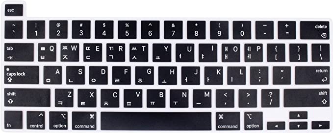 Korean Language Silicone Keyboard Cover Skin Protector Compatible with 2019 Newest MacBook Pro 16 inch with Retina Display Model A2141 (Black)
