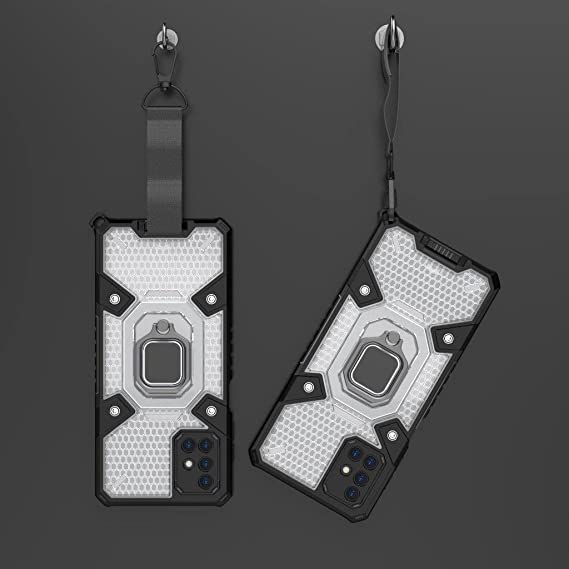 جراب Samsung Galaxy M51 أصلي جديد الكل في واحد من GrabMobily - جراب عالي الجودة - جراب حماية مزدوجة ضد الصدمات مع حبل قصير - شفاف وأسود