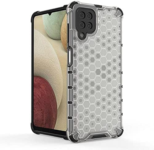 لجهاز Samsung Galaxy A12 (4G / 5G) ، جراب الحماية المتكامل ايرونمان خلية نحل ومقاوم للصدمات من البولي يوريثين الحراري - ابيض شفاف