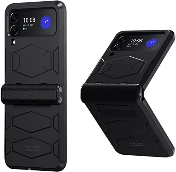 Omio Design for Samsung Galaxy Z Flip 3 5G Case, Unique Semi-Auto Hinge Hard PC Slim Shockproof Anti-Drop Armor Phone Case Lightweight for Galaxy Z Flip 3 Women Girls Men, Black