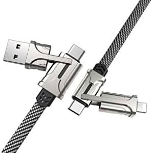 Hoco S22-4-in-1 Magic Cube charging data cable (3A - 1.2M) - For Apple iPhone iPad Samsung Huawei Xiaomi Oppo - Grey/White