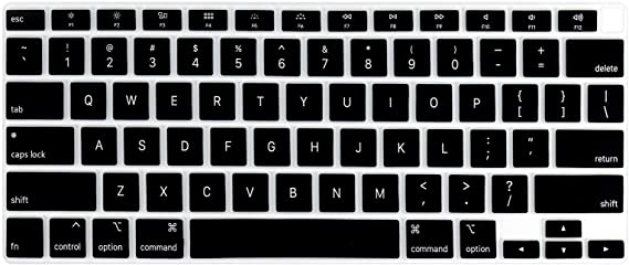 HRH Ultra Thin Silicone Keyboard Cover Skin for MacBook Air 13 Inch 2020 with Touch ID (MODLE A2179 and A2337 M1 Chip, US Layout) Keyboard Accessories Protector-Black