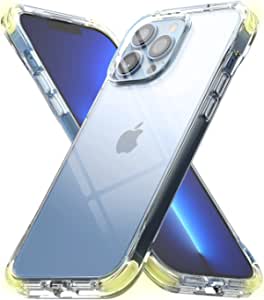 Ringke Fusion Plus with DIY Soft Bumper Compatible with iPhone 13 Pro Max, Clear Shockproof Flexible TPU Silicone Bumper Hard Back Cover - White & Lime Glow