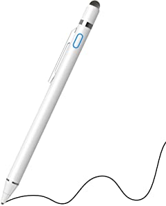 Stylus Pen for iPad, NTHJOYS 2 in 1 Rechargeable Digital Pen Fine Point Stylist Capacitive Stylus Pen Smart Pencil for iPhone/iPad Pro/Mini/Air/Samsung and Other Touch Screens