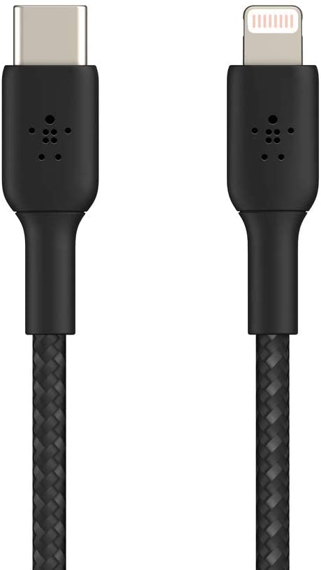 Belkin Braided USB-C to Lightning Cable (iPhone Fast Charging Cable for iPhone 12, 12 Pro, 12 Pro Max, 12 mini and Earlier Models) Boost Charge MFi-Certified iPhone USB-C Cable (3m, Black)