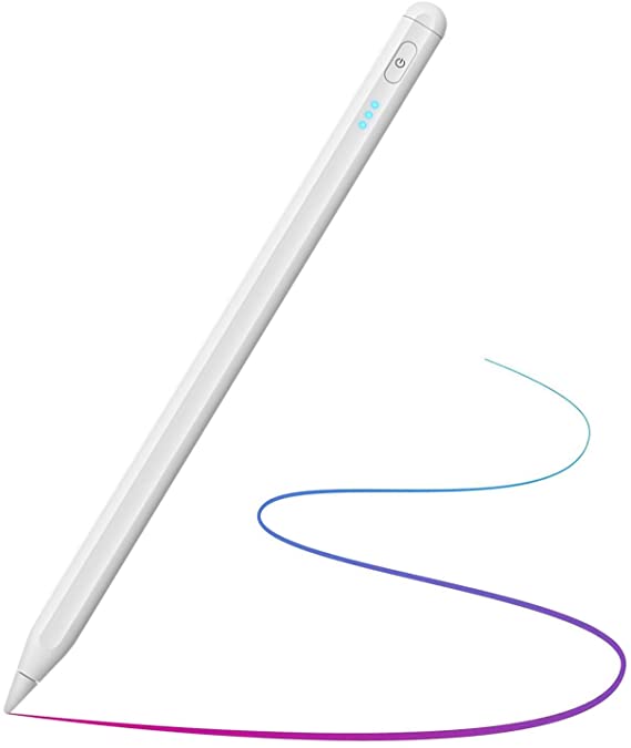 Active Stylus Pen for iPad with Palm Rejection/Battery Indicator,Compatible with 2021 iPad Pro 11/12.9(2018-2020),iPad 6th 2018,iPad 7th/8th Gen,Mini 5,Air 3rd/4th for Precise Writing/Drawing (White)