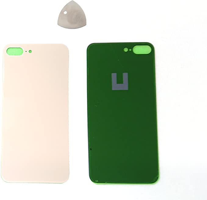 (md0410) Compatible iPhone 8 Plus 5.5" Pink Back Glass Door Cover Rose Gold Phone Replacement with Adhesive and Opening Tool