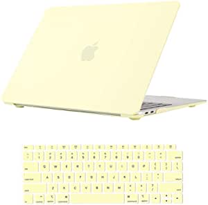 Se7enline Compatible with MacBook New Air 13 Inch Case 2021/2020/2019/2018 Hard Shell Case Cover for Mac Air 13-Inch with Retina Touch ID Model A1932/M1 A2337/A2179&Keyboard Cover, Mellow Yellow