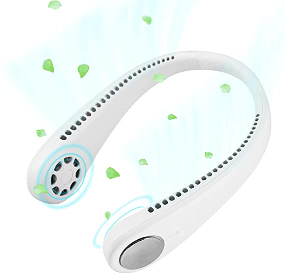Hand Free Neck Fan Wearable Personal Fan Portable Fan Mini USB Fan 2000mAh Rechargeable Sports Wearable Neckband Fan 3 Speed Adjustable Suitable for Outdoor Indoor Office