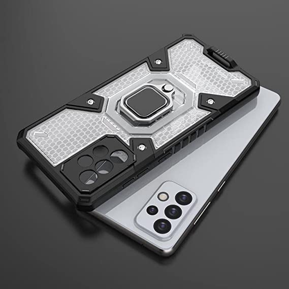 Samsung Galaxy A72 Original New All-in-One Case from GrabMobily - Premium quality Case - Dual Protection Shockproof Case With Short Lanyard - Transparent & Black