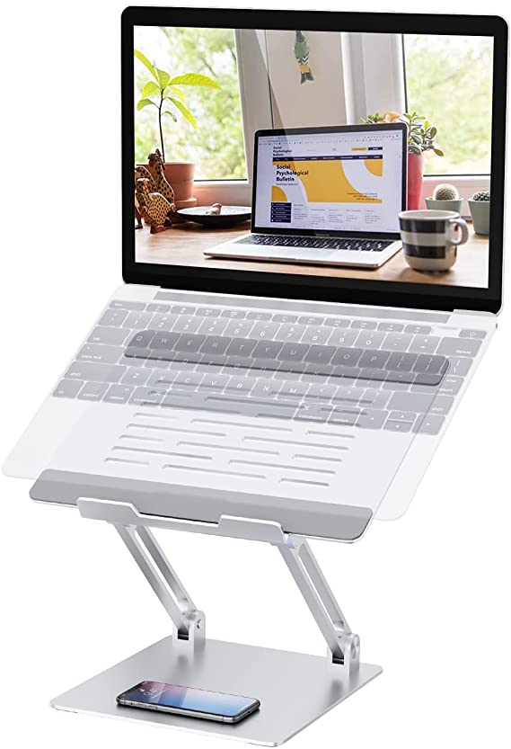 Lmlly Laptop Stand - Adjustable Laptop Riser with Slide-Proof Silicone, Laptop Holder with Heat-Vent, Aluminum Notebook Stand for MacBook Pro/Air, Dell, HP, Lenovo, More 10-17" Laptops