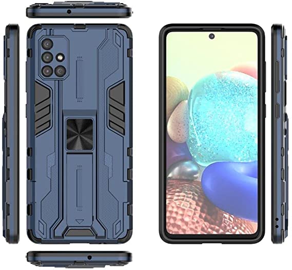 جراب لجهاز Samsung Galaxy A71 (4G Only) جراب الحماية المتكامل ايرونمان ضد الصدمات مع مسند للظهر - أزرق