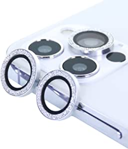 Lens Case for iPhone 12 Pro 6.1 Inch, [3 Pack] DMaos Diamond Glitter Ring Cover Circle Anti-Scratch Tempered Glass for Women - Silver