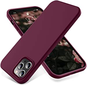 OTOFLY Compatible with iPhone 12 Pro Max Case 6.7 inch(2020),[Silky and Soft Touch Series] Premium Soft Liquid Silicone Rubber Full-Body Protective Bumper Case (Wine Red)