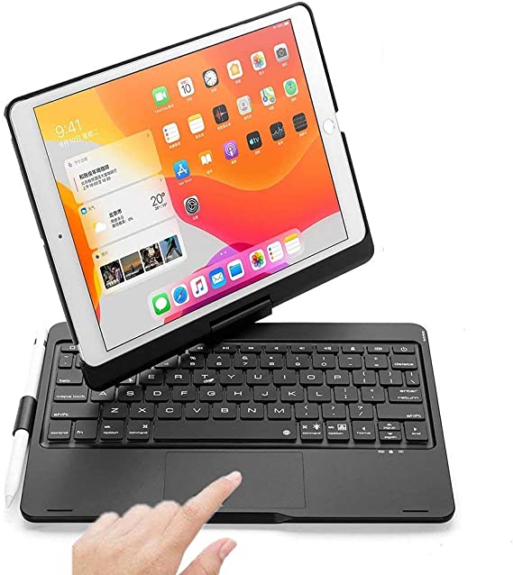 360 Rotatable iPad 10.2 Keyboard Case with Touchpad, Backlits Keyboard with Trackpad for 10.2 inch iPad 9th Gen/8th Gen/7th Gen and 10.5 inch iPad Air 3 / Pro 10.5