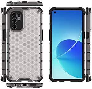 لجهاز Oppo Reno 6 4G جراب ايرونمان أصلي ضد الصدمات - من GrabologyStore - ظهر شفاف خلية نحل مع حواف سوداء