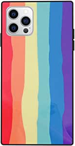 LMING Compatible with iPhone 12/12 Pro Case for Square Candy Rainbow Stylish Pattern for Girls Woman Soft Matte TPU Anti-Fall Shockproof Protective Cover for iPhone 12/12 Pro - 6.1inch (Rainbow)