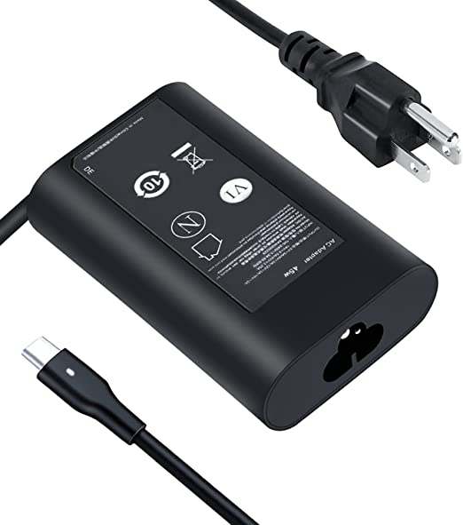 45W XPS 13 Charger for Dell USB C 9300 9350 9360 9380 9370 7390 2 in 1 XPS 12 Chromebook 11 3100 3400 5190 3380 7486 2in1 Typc C Laptop Power Supply Cord